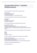 Transportation Exam 1 Updated 2022&lpar;Answered&rpar;