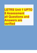 LETRS Unit 1 UPTO 8 Assessment all Questions and Answers are verified