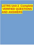 LETRS Unit 2_Complete VERIFIED QUESTIONS AND ANSWERS