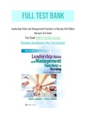 Leadership Roles and Management Functions in Nursing 9th Edition Marquis Test Bank