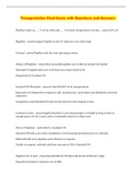 Transportation Final Exam with Questions and Answers 