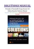 Principles of Sustainable Energy Systems 3rd Edition Kutscher Solutions Manual VERIFIED AND RATED 100%
