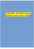 NURS 6550 150 Midterm Exam Questions and answers 2022