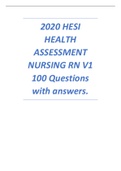 UPDATED 2024 HESI HEALTH ASSESSMENT NURSING RN V1 100 Questions with answers.pdf