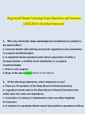 Registered Dental Assisting Exam Questions and Answers 2022&sol;2023 &vert; 100&percnt; Verified Answers