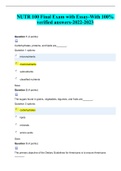 NUTR 100 Final Exam with Essay-With 100&percnt; verified answers-2022-2023
