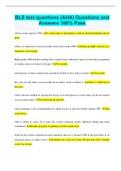 BLS test questions &lpar;AHA&rpar; Questions and Answers 100&percnt; Pass