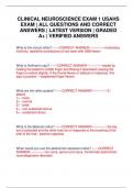 CLINICAL NEUROSCIENCE EXAM 1 USAHS EXAM &vert; ALL QUESTIONS AND CORRECT ANSWERS &vert; LATEST VERSION &vert; GRADED A&plus; &vert; VERIFIED ANSWERS