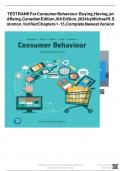 TEST BANK For Consumer Behaviour&colon; Buying&comma; Having&comma; and Being&comma; Canadian Edition&comma; 9th Edition&comma; 2024 by Michael R&period; Solomon&comma; Verified Chapters 1 - 15&comma; Complete solution &vert;Guide A&plus;&period;