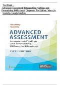 Test Bank For Advanced Assessment Interpreting Findings and Formulating Differential Diagnoses&comma; 5th Edition By&colon;  Goolsby &vert;&vert; All  Chapters 1-22&vert;&vert; Latest Edition