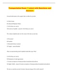 Transportation Exam 1 Latest with Questions and Answers 