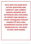 IFSTA ARFF 6TH  edition EXAM WITH ACTUAL QUESTIONS AND COMPLETE 100&percnt; CORRECT VERIFIED ANSWERS WITH RATIONALES WELL EXPLAINED BY EXPERTS AND GRADED A&plus; LATEST UPDATE 2024 ALREADY PASSED&excl;&excl;&excl;&excl;&excl;&excl; WITH 100&percnt; GUARANTEED SUCCESS AFTER DOWNLOAD &lpar;ALL YOU NEED TO PASS