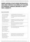 NR599 MIDTERM STUDY GUIDE INFORMATICS 2024&sol;2025 VERSION CHAMBERLAIN COLLEGE OF NURSING&sol; ALREADY GRADED A&plus;&vert; GET IT 100&percnt; CORRECT&excl;&excl;