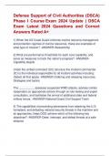 Defense Support of Civil Authorities &lpar;DSCA&rpar;  Phase I Course Exam 2024 Update &vert; DSCA  Exam Latest 2024 Questions and Correct  Answers Rated A&plus;