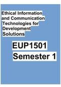 EUP1501 - Ethical Information And Communication Technologies For Development Solutions