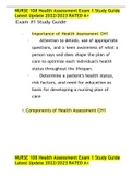 NURSE 108 Health Assessment Exam 1 Study Guide Latest Update 2022&sol;2023 RATED A&plus;