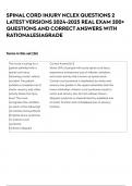 SPINAL CORD INJURY NCLEX QUESTIONS 2 LATEST VERSIONS 2024-2025 REAL EXAM 200&plus; QUESTIONS AND CORRECT ANSWERS WITH RATIONALES&vert;AGRADE