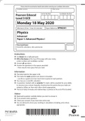 Pearson Edexcel  Level 3 GCEPaper Reference 9PH0/01Physics Advanced Paper 1: Advanced Physics I 2022
