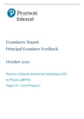 Pearson Edexcel Advanced Subsidiary GCE  In Physics (8PH0) Paper 01: Core Physics I 2022