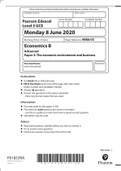 Pearson Edexcel  Level 3 GCE  Paper Reference 9EB0/03Economics B Advanced Paper 3: The economic environment and business 2022