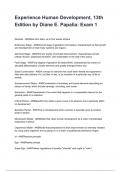 Experience Human Development&comma; 13th Edition by Diane E&period; Papalia&colon; Exam 1 Questions correctly answered 2025&sol;2026 graded A&plus;