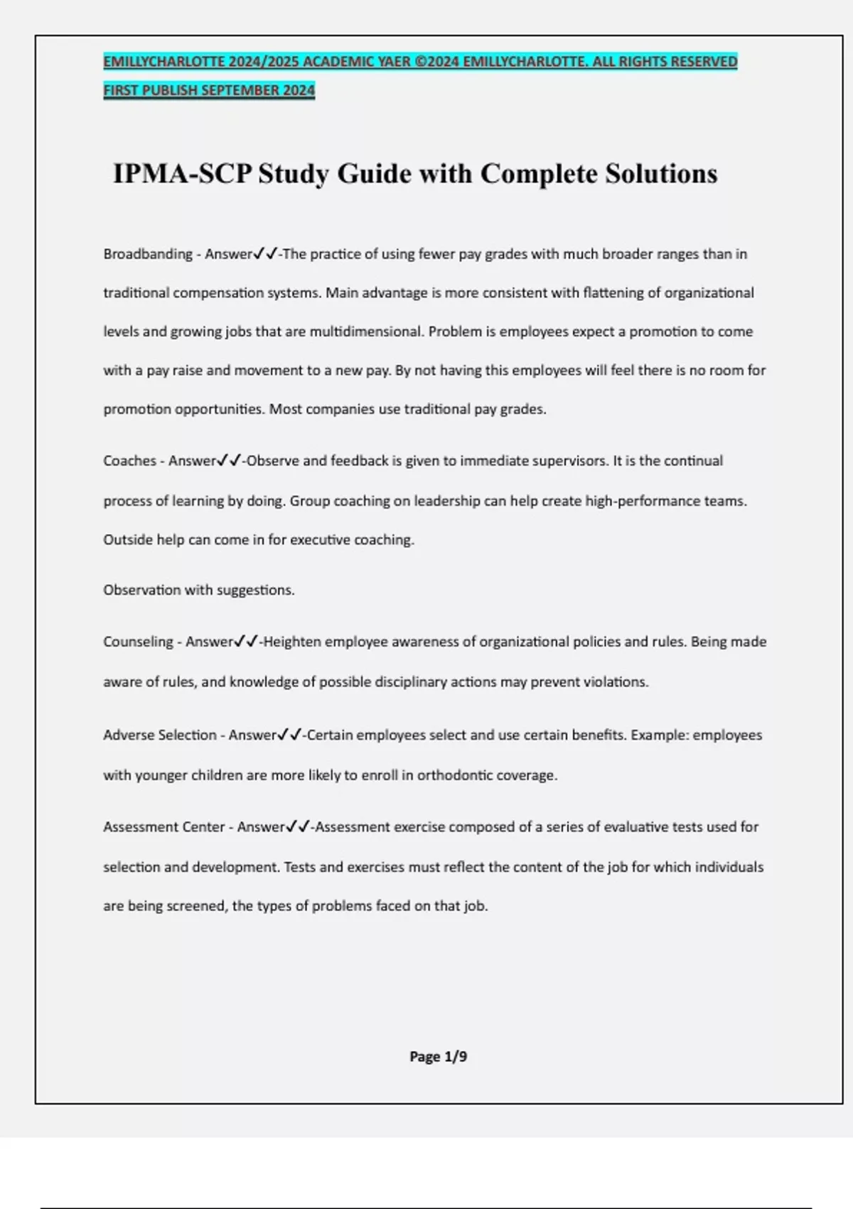 Ipma Study Guide IPMA-SCP Study Guide with Complete Solutions - IPMA-SCP - Stuvia US