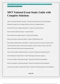MFT National Exam Study Guide with Complete Solutions