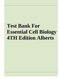 Test Bank For Essential Cell Biology 4TH Edition Alberts - All Chapters