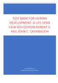 TEST BANK FOR HUMAN  DEVELOPMENT: A LIFE-SPAN  VIEW 8TH EDITION ROBERT V.  KAIL JOHN C. CAVANAUGH