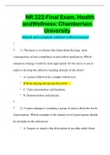 NR 222-Final Exam, Health and        Wellness: Chamberlain University