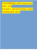 CHAMBERLAIN University NSG 526 EXAM 1 QUESTIONS AND ANSWERS 2022