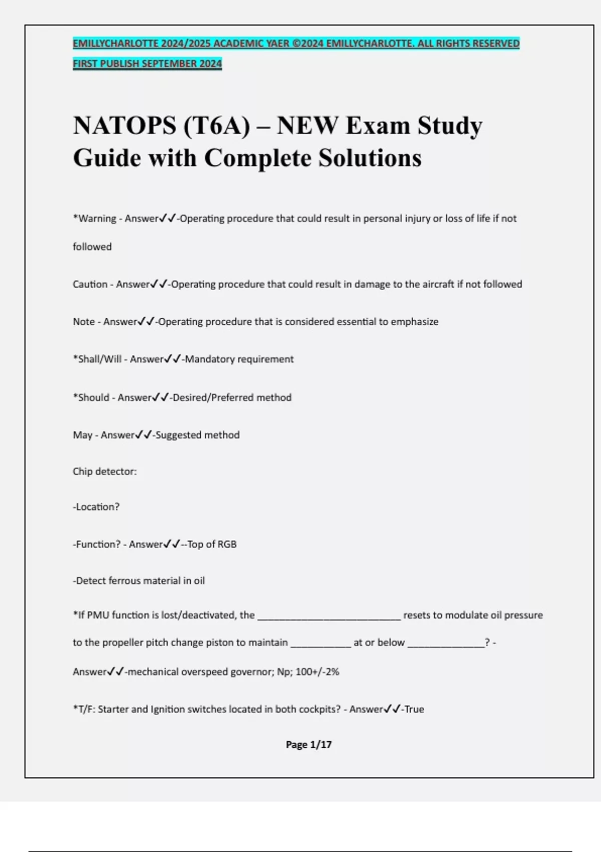 Natops Dataset NATOPS (T6A) – NEW Exam Study Guide with Complete Solutions - NATOPS ...