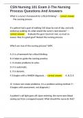 CSN Nursing 101 Exam 2-The Nursing Process Questions And Answers 
