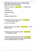 CSN Nursing 101 Exam 2-Vital Signs Questions And Answers 