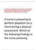 NUR HEALTH ASSESSMENT LATEST UPDATED 2024 MIDTERM FINAL EXAM WITH COMPLETE DETAILED QUESTIONS AND CORRECT VERIFIED ANSWERS ALREADY A&plus; GRADED