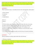 NEW UPDATE 2022&sol;2023 NUR FUNDAMENTAL NCLEX-RN Exam Questions and Answers 100&percnt;Corrrect&sol;Certified With Explanations Rated A&plus; 