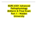 NURS 6501 Advanced Pathophysiology Midterm & Final Exam Part 1 - Walden University