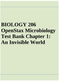 BIOLOGY 206 OpenStax Microbiology Test Bank Chapter 1: An Invisible World | BIOLOGY 206 OpenStax Microbiology Test Bank Chapter 3: The Cell | BIOLOGY 206 OpenStax Microbiology Test Bank Chapter 8: Microbial Metabolism & BIOLOGY 206 OpenStax Microbiology T