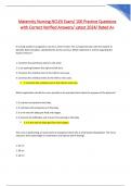 Maternity Nursing NCLEX Exam&sol; 100 Practice Questions with Correct Verified Answers&sol; Latest 2024&sol; Rated A&plus;