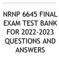 NRNP 6645 FINAL EXAM TEST BANK FOR 2022-2023 QUESTIONS AND ANSWERS