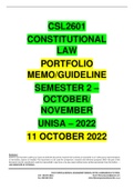 CSL2601 PORTFOLIO MEMO - SEMESTER 2 - 2022 - UNISA ( WITH FOOTNOTES AND BIBLIOGRAPHY)