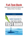 Mechanics of Fluids SI Edition 5th Edition Potter Test Bank