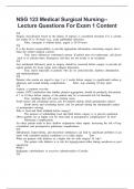 NSG 123 Medical Surgical Nursing-- Lecture Questions For Exam 1 Content