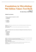 Test Bank for Foundations in Microbiology 9th Edition Talaro | Complete Chapters 1 - 27 | Questions and Answers with explanation | PDF format | Latest 2022
