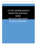 ATI PN COMPREHENSIVE PREDICTOR 2020 REAL EXAM 180 QUESTIONS WITH VERIFIED ANSWERS 