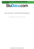  PYC 48052022 CHILD - PSY 4805 DEVELOPMENTAL PSYCHOLOGY EXAM SUMMARY NOTES