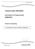 Exam (elaborations) COS1512 - Introduction To Programming II (COS1512) 