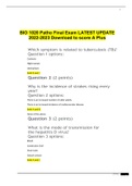  BIO 1020 Patho Final Exam LATEST UPDATE 2022-2023 Download to score A Plus
