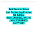 Test Bank for Essen tials for Nursing Practice 9th Edition -latest-2022-2023 WITH 100% VERIFIED ANSWERS 