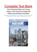 The Unfinished Nation A Concise History of the American People 8th Edition Alan Brinkley Test Bank